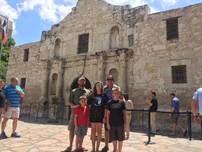 The Upchurches remembering the Alamo, one of our many adventures