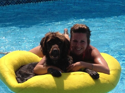 Gomer and Jenna in the pool last  summer