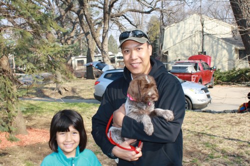 Gil and his daughter taking Gallixe home