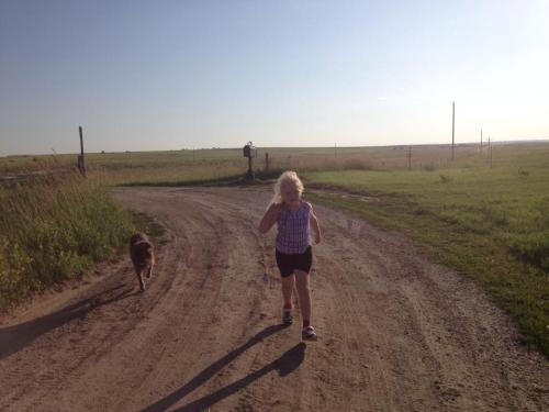 Sue and Savannah on a jog.
