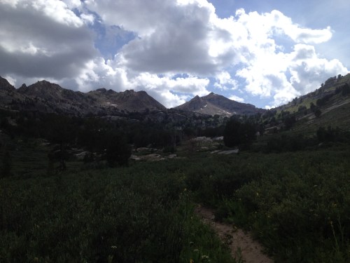 The view up the trail to Liberty Pass from the End of the Road parking lot at Lamoille Canyon.