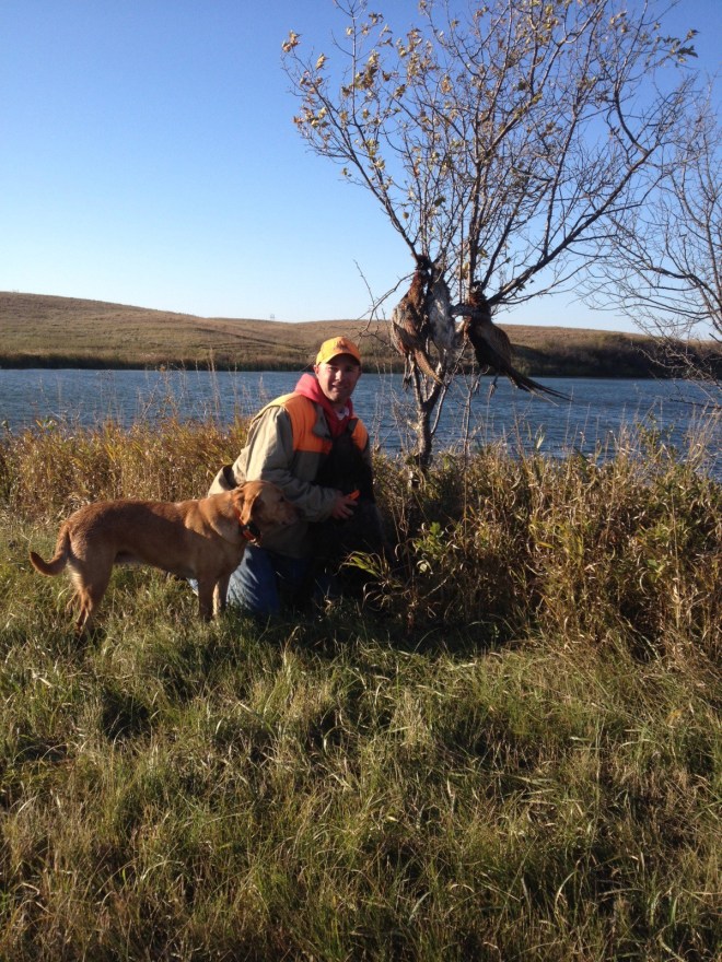 Aaron, his lab, and Velma WPG in North Dakota on Saturday.