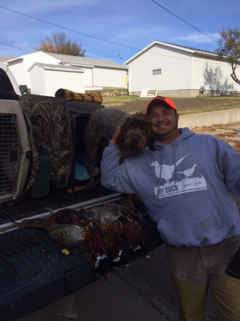Duncan and Ernie with a pheasant limit